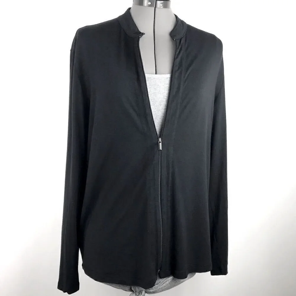 Luisa Viola Black Zip up Athleisure Jacket or Base Layer